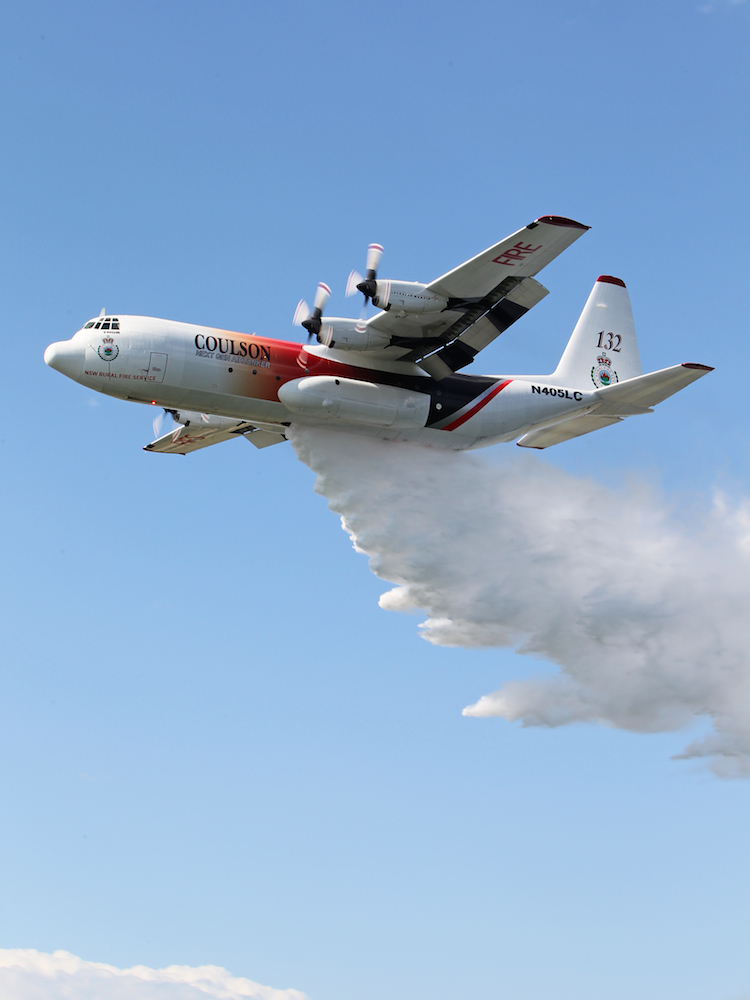 Lockheed L-100-30 Hercules large air tanker on contract to the NSW RFS. (Paul Sadler)