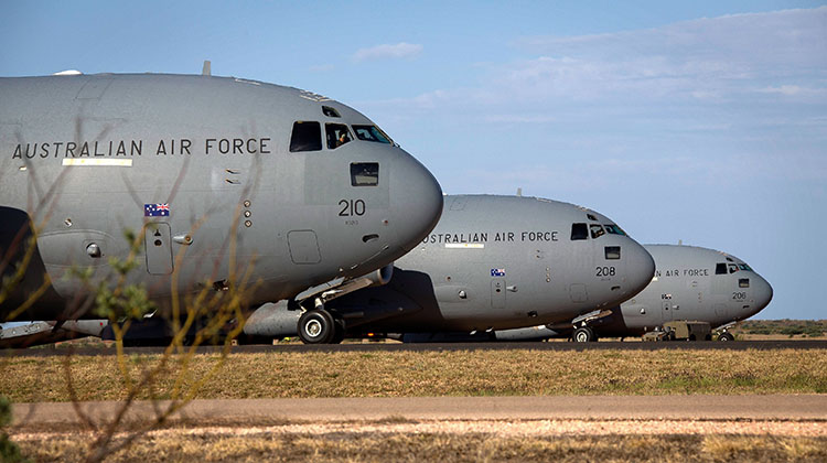 Royal Australian Air Force C-17 Globemasters at RAAF Base Learmonth during Exercise Northern Shield 2015.