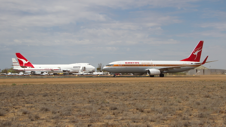 The Retro Roo meets a couple of vintage Qantas aircraft at the Qantas Founders Museum. (Dave Parer)