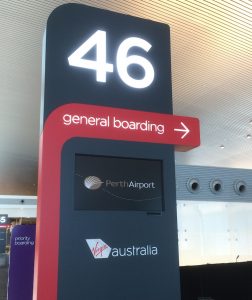 A boarding gate at Perth Airport Terminal 1 Domestic Pier. (Jordan Chong)