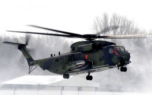 The CH-53GA makes its maiden flight from Donauworth. (Eurocopter)