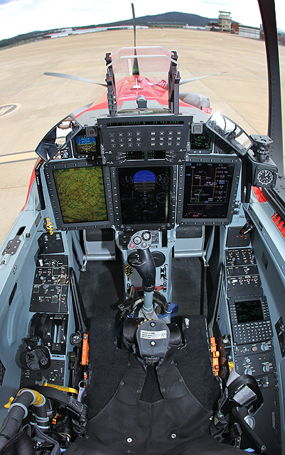 The PC-21 cockpit features customisable MFDs, HOTAS and a HUD. (Paul Sadler)
