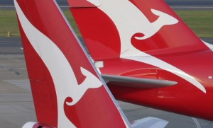 Qantas tails.