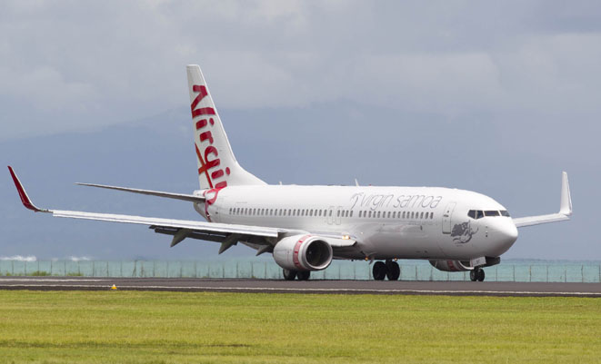 A file image of a Virgin Australia Boeing 737-800 wearing Virgin Samoa titles.