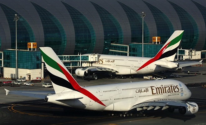 Emirates A380s at Dubai. (Rob Finlayson)