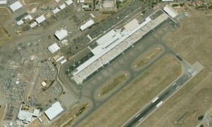 Adelaide Airport will expand its aircraft parking apron at bottom centre-left for an additional four aircraft. (Google earth)
