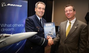 AIRMSHL Geoff Brown and Mike Gibbons launch 'Hornet Country'. (Paul Sadler)