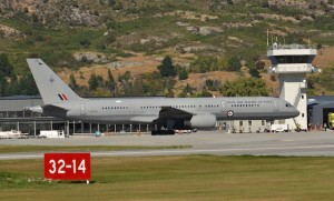 The RNZAF 757 at Queenstown on Wednesday.