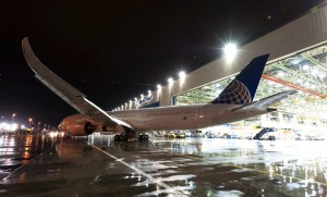 United's first 787-9 rolls out of Boeing's Everett factory. (Boeing)
