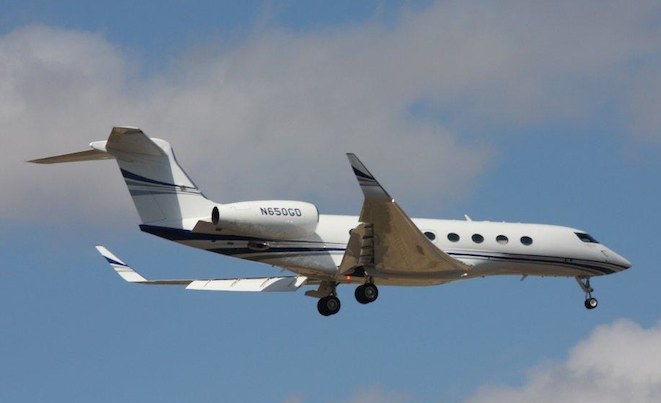 The record-breaking G650ER N650GD on approach to Melbourne at the end of its direct flight from LA on March 2. (Gordon Reid)