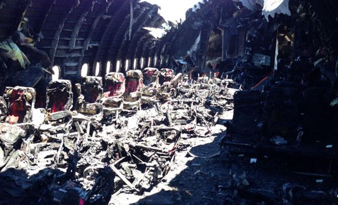 The burnt out fuselage of Asiana 214. (NTSB)
