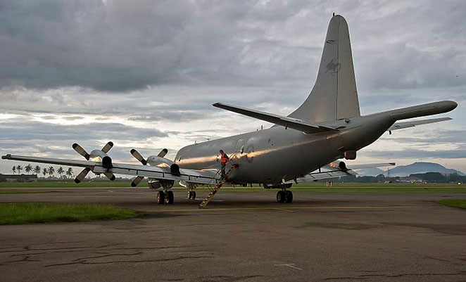 An RAAF AP-3C Orion on the RMAF Butterworth ramp during Exercise Bersama Shield 14. (Defence)