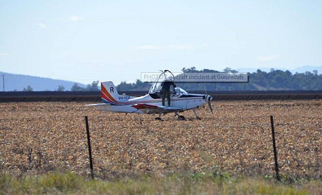 The CT-4 in the paddock near Gunnedah after the forced landing. (via Namoi Valley Independent)