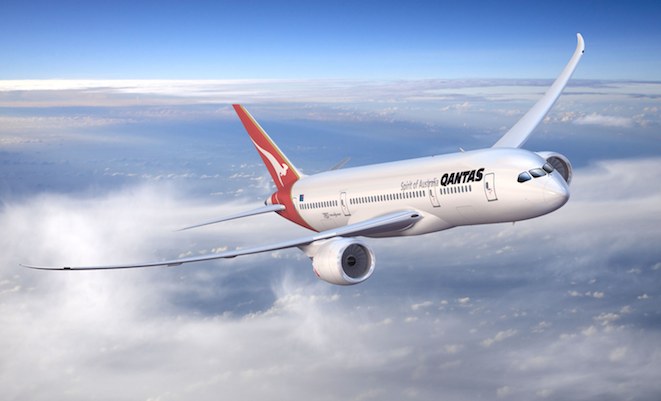 A digital image of a Qantas 787
