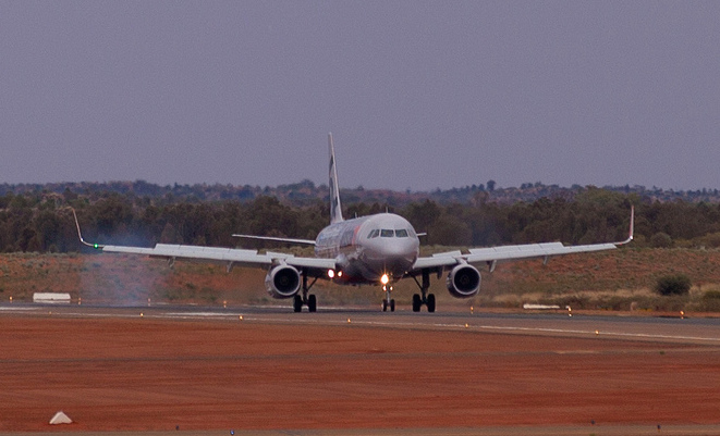 File image of a Jetstar A320 landing at Ayers Rock.