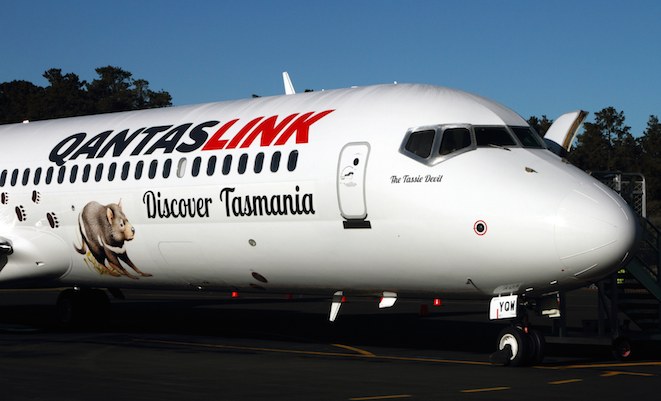 The 'Discover Tasmania' QantasLink 717. (Rob Finlayson) 