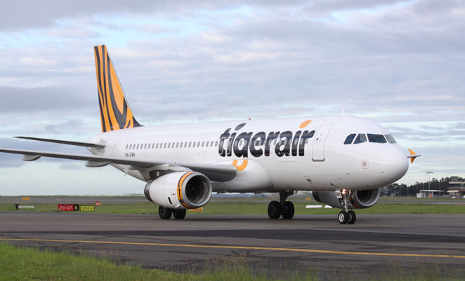 A Tigerair A320 taxis at Sydney Airport. (Andrew McLaughlin)