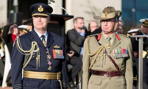New CDF ACM Mark Binskin & outgoing CDF, GEN David Hurley at the June 30 ceremony in Canberra. (Defence)