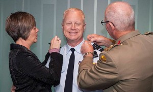 AIRMSHL Binskin is promoted to the rank or Air Chief Marshall by his wife, Gitte, and by outgoing CDF, GEN David Hurley. (Defence)