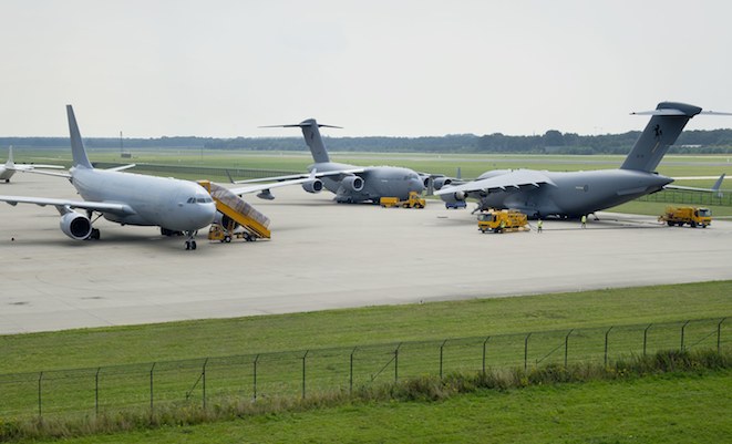 Two RAAF C-17s and a KC-30 at Eindhoven, the Netherlands for MH17 support. (Defence)