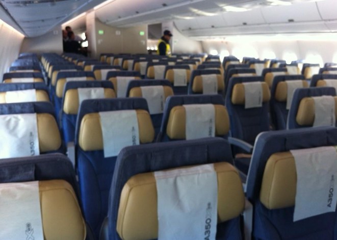 The A350's economy class cabin.