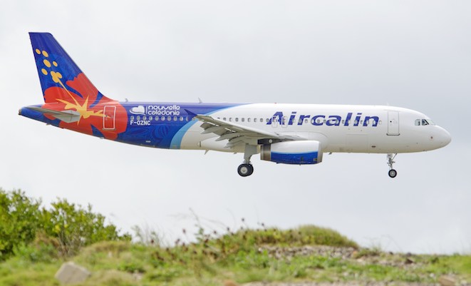Aircalin's new A320 on approach to land in Sydney. (Jaryd Stock)