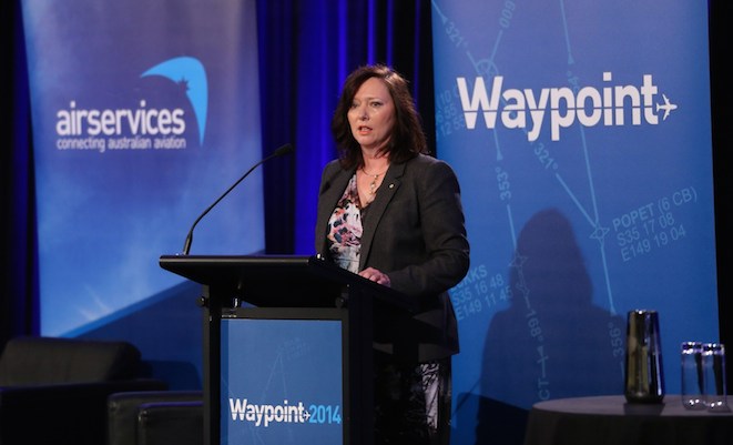 Margaret Staib speaks at Waypoint. (Airservices)