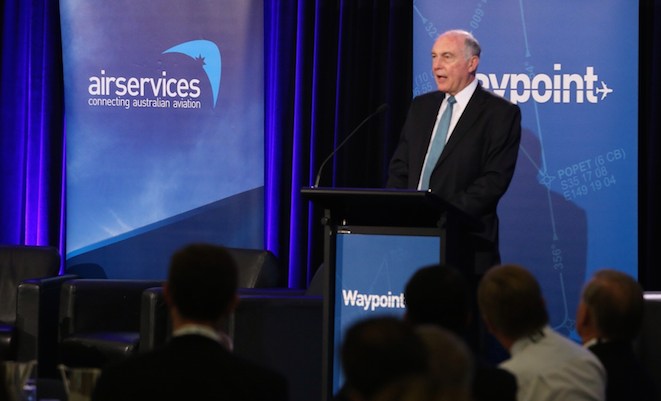 Minister Truss speaks at Waypoint. (Airservices)