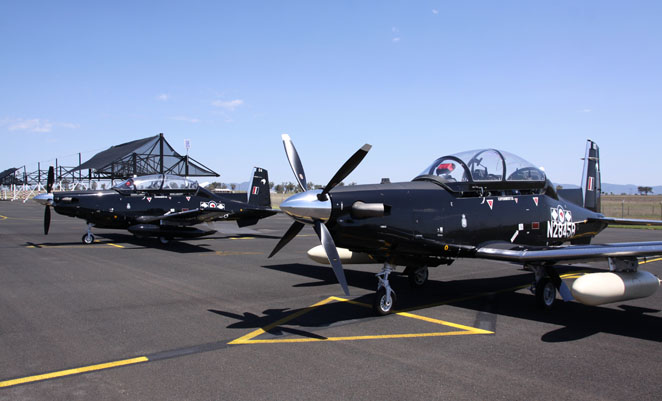 Two RNZAF T-6Cs visited Tamworth on Oct 7 while on their ferry flights from Wichita to Ohakea. (Andrew McLaughlin)