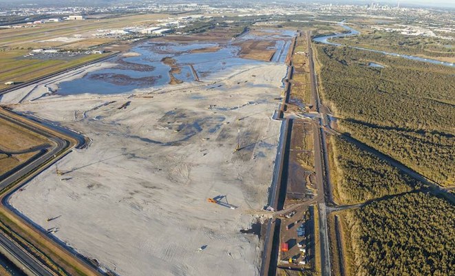 A 2014 file image of Brisbane Airport's new parallel runway. (Brisbane Airport Corporation)