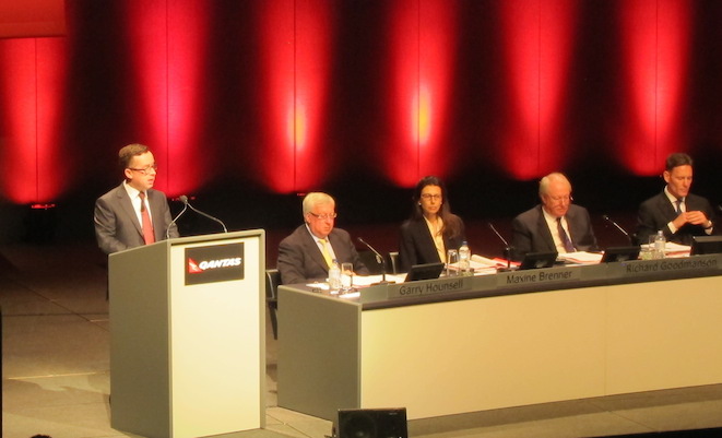 Qantas chief executive Alan Joyce at the 2013/14 annual general meeting in Melbourne.