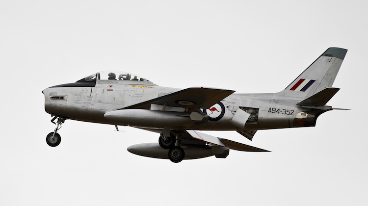 A Sabre jet passes flies past during the media launch.of the Avalon Airshow. (Defence)
