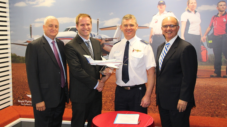Hawker Pacific and RFDS representatives at the signing ceremony. (Hawker Pacific)
