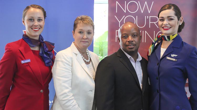 Virgin Australia chief commercial officer Judith Crompton and South African Airways regional commercial manager Asia-Pacific Gcobani Mangcotywa. (Virgin)