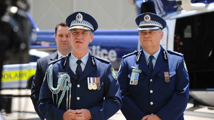 NSW Police Commissioner Andrew Scipione at the induction ceremony for PolAir 5 and PolAir 7. (NSW Police)
