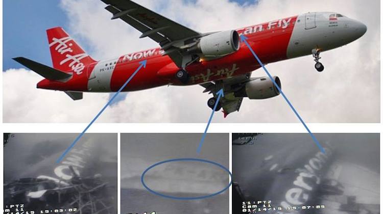 Images taken from an remotely operated vehicle of QZ8501's fuselage. (Singapore Navy)