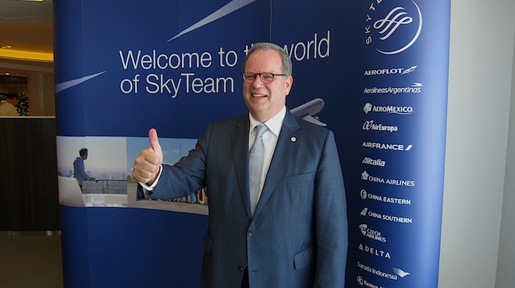 Skyteam chief executive Michael Wisbrun at the opening of the alliance's Sydney Airport lounge. (Jordan Chong)