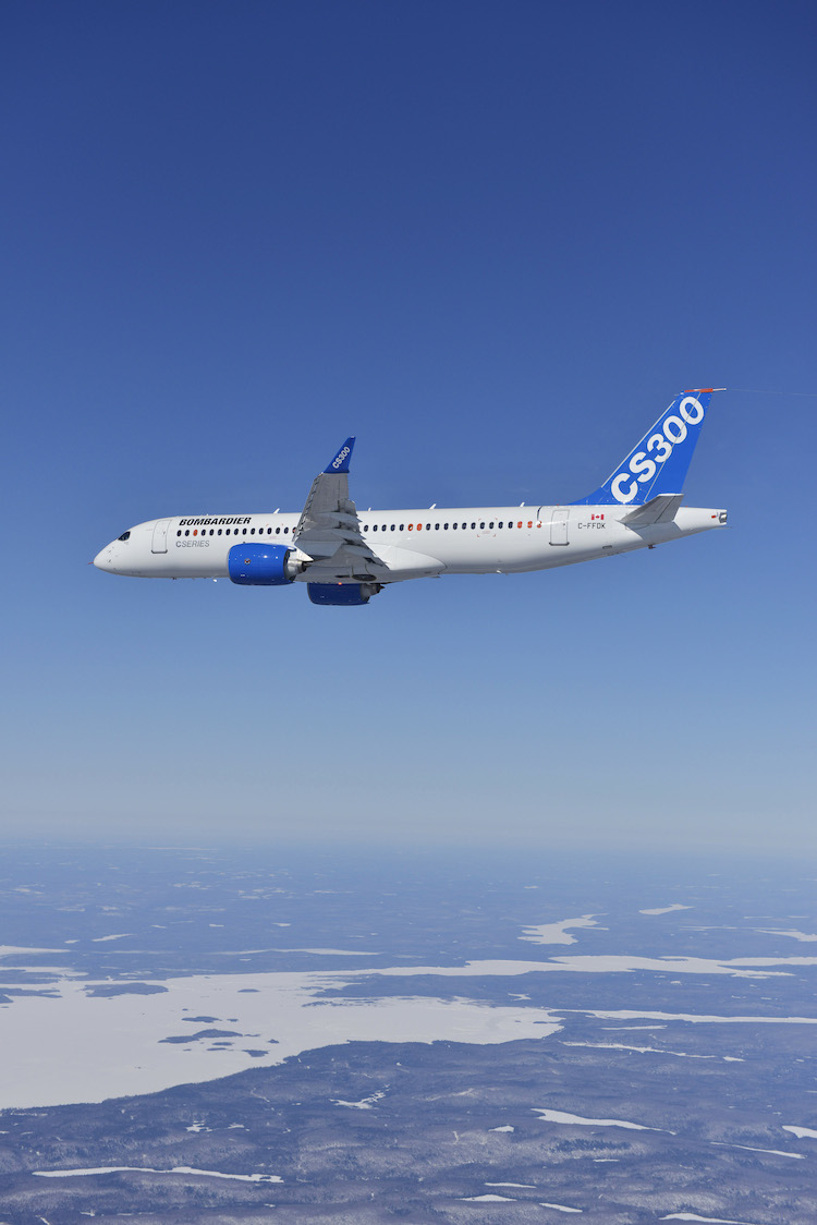 The CS300 reached 41,000 feet during first flight. (Bombardier)