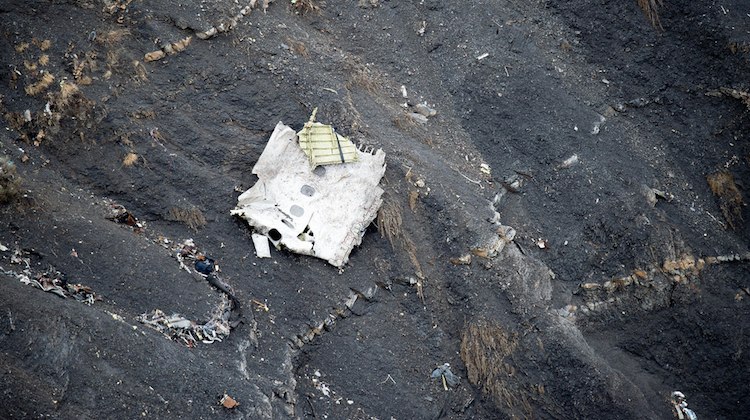 A piece of the fuselage of the crashed Germanwings flight 4U 9525. (French Ministry of the Interior)