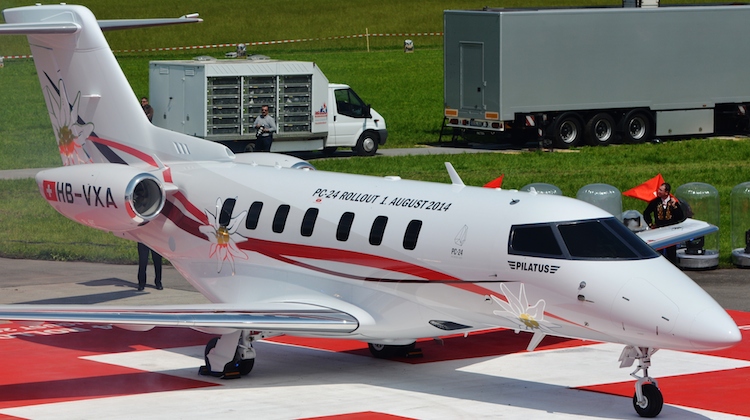The Pilatus PC-24 at the roll out ceremony on August 1 2014. (Pilatus)
