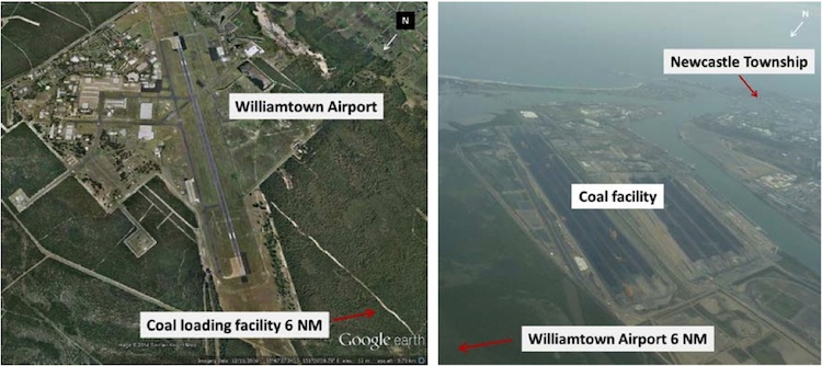 The airport and the coal facility. (ATSB)