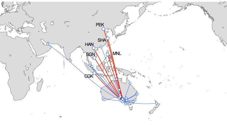 Projected new routes from Adelaide according to the Airbus global market forecast. (Airbus)