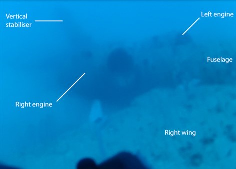 The Pel-Air Westwind corporate jet at the bottom of the ocean off Norfolk Island. (ATSB)