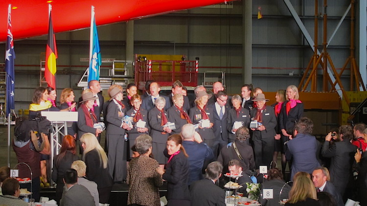 WWI widows at Qantas's Hangar 96. 