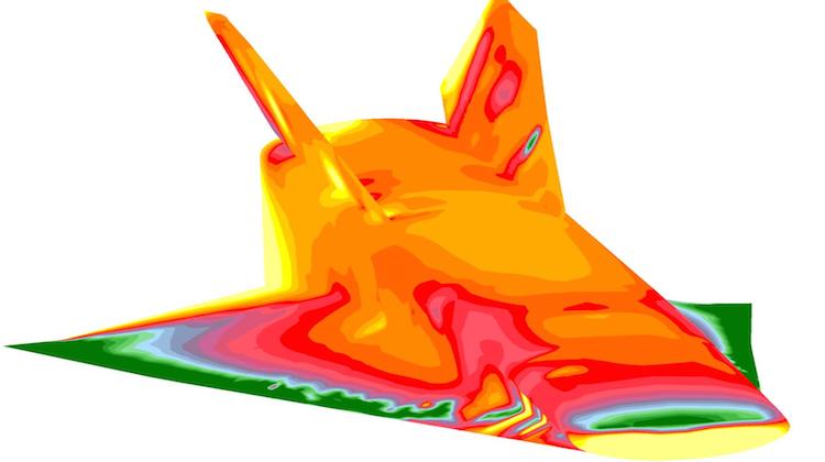 A computational image of coefficient pressure on a hypersonic craft. (University of Sydney)