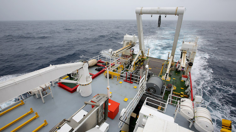 A supplied photo of the Fugro Discovery, one of the ships searching for MH370 (ATSB/ABIS Chris Beerens, RAN)