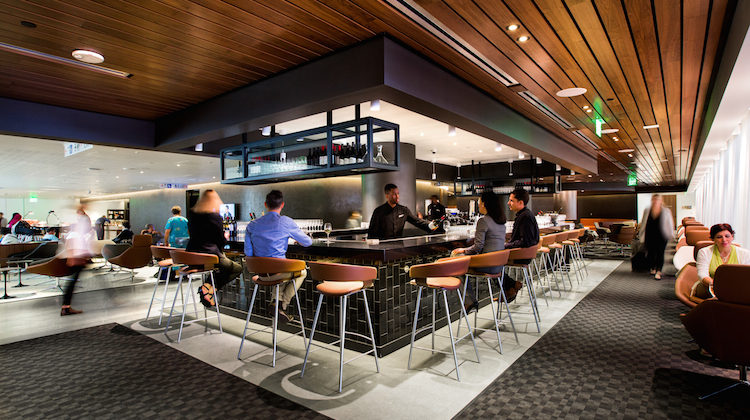 A supplied picture of the new Qantas, British Airways and Cathay Pacific lounge at Los Angeles Airport. (Qantas)