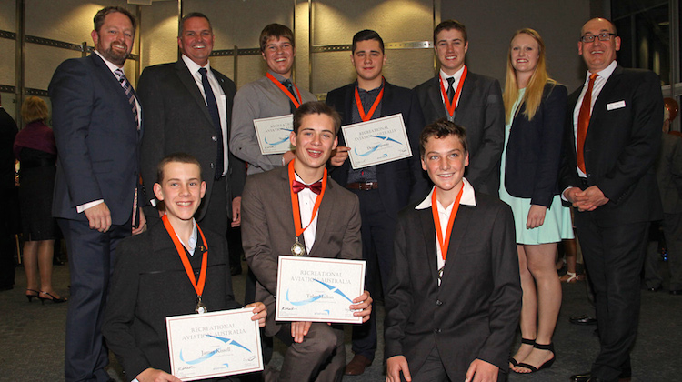 The 10 recipients of the Giving Young Flyers Training Support Scholarship in 2015. (Airservices) 