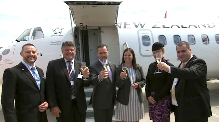 Air NZ and ATR officials at the delivery ceremony of the airline's newest ATR 72-600. (ATR)