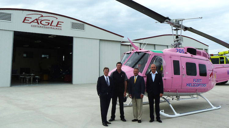 Representatives from Eagle Copters Australasia and Eagle Copters Ltd at the official opening. (Eagle Copters Australasia)